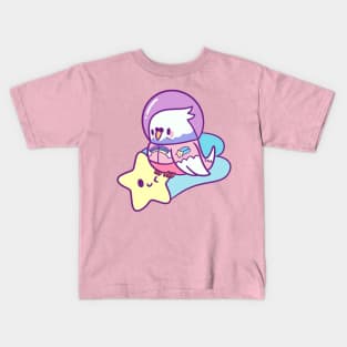 Cute pastel space bird Kids T-Shirt